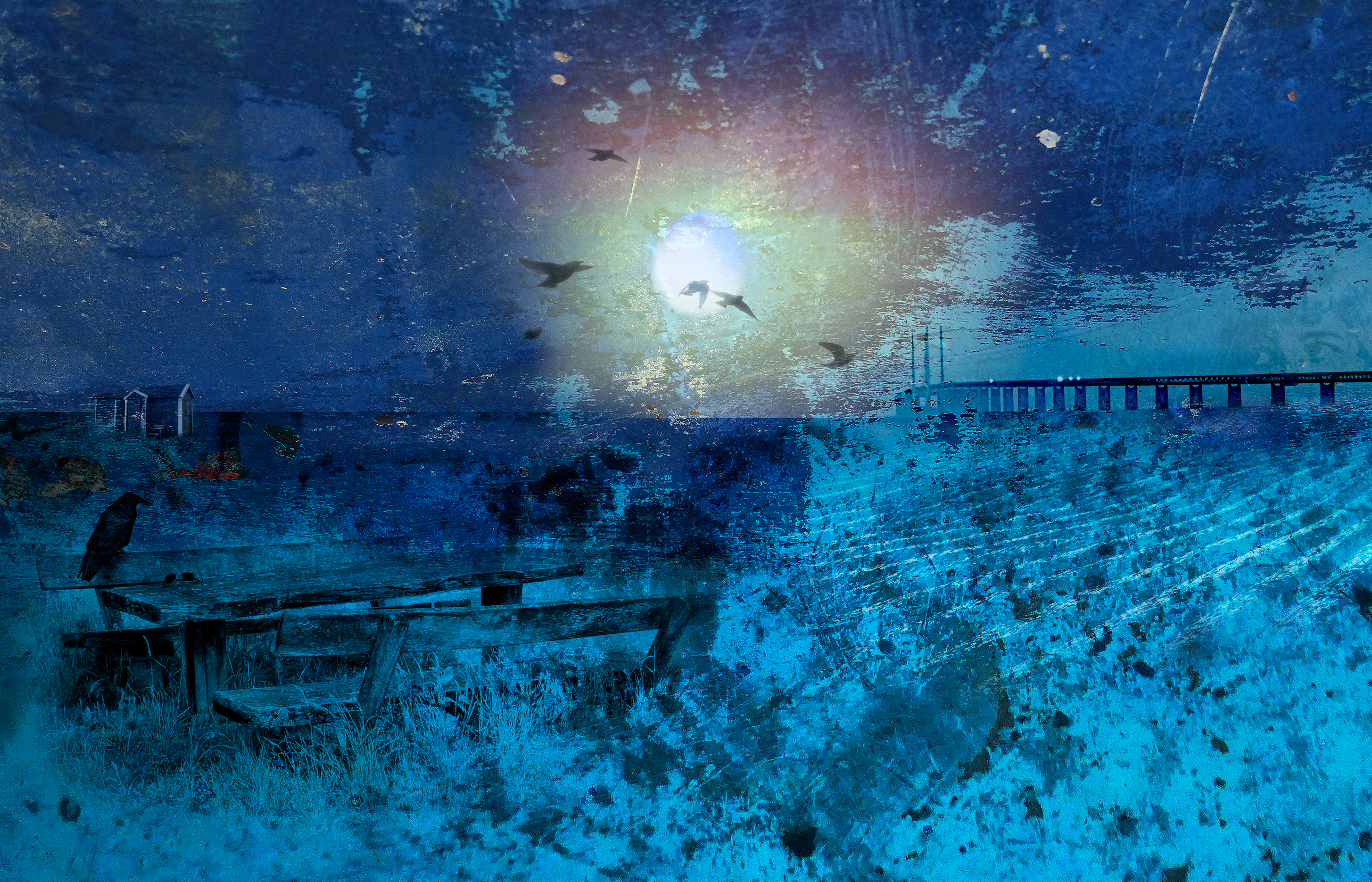 Escape11_Blue_A2_36x56, Ram inkl. syrafri passepartout 70x50 cm