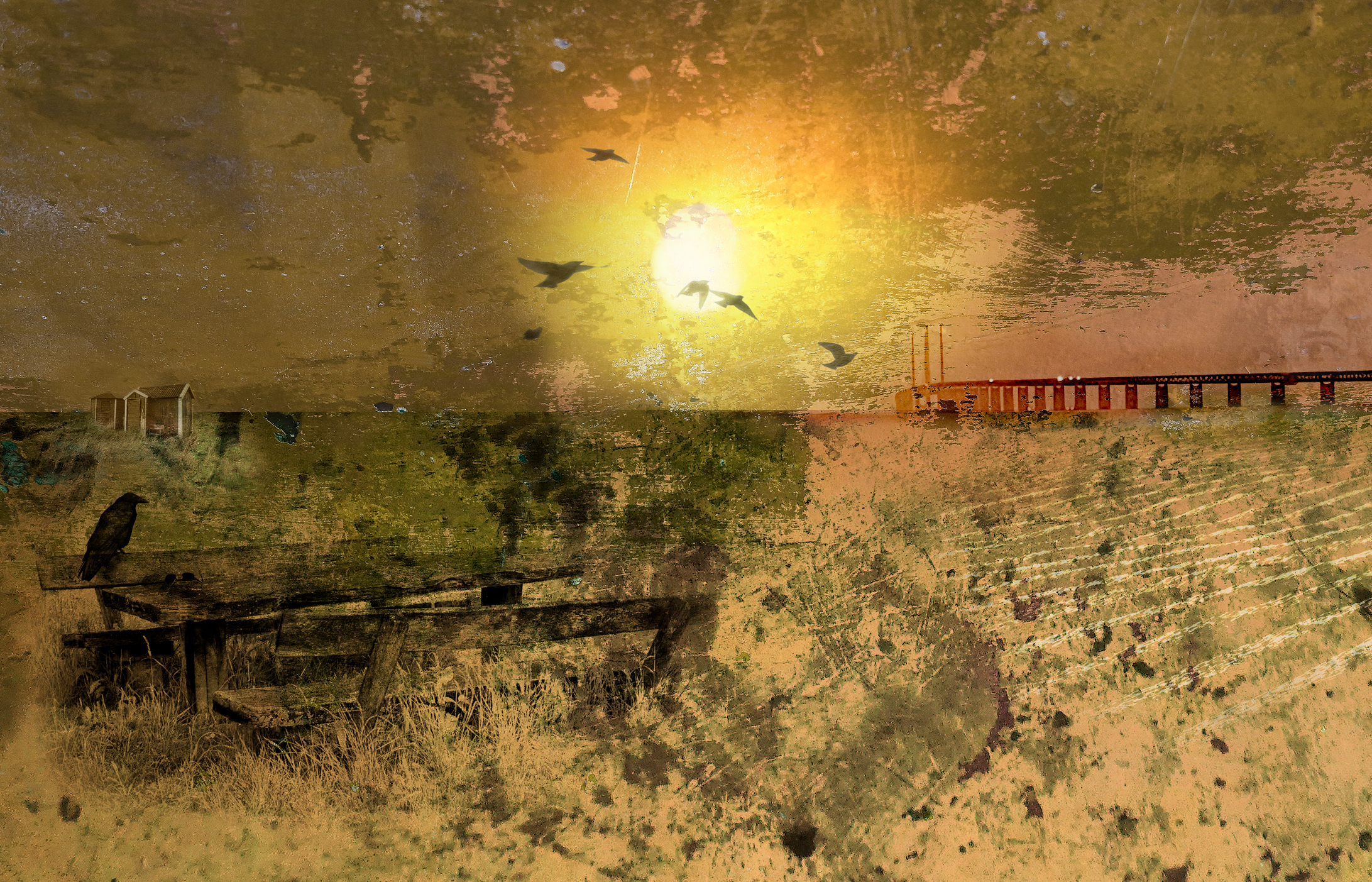 Escape12_ockra_A2_36x56, Ram inkl. syrafri passepartout 70x50 cm